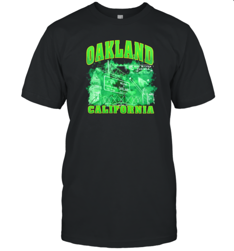 Oakland California Green Cityscape T- Classic Men's T-shirt