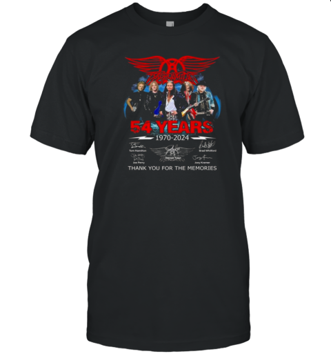 Aerosmith 54 Years Of Rock And Memories Thank You Signatures T-Shirt