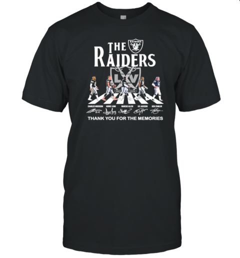 He Raiders Abbey Road Woodson Long Allen Jackson And Stabler Hank You For He Memories Signatures T-Shirt