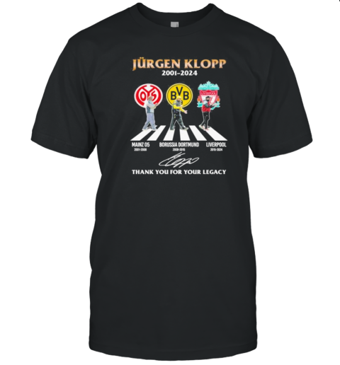 Jurgen Klopp 2001 2024 Abbey Road Thank You For Your Legacy Signature T-Shirt