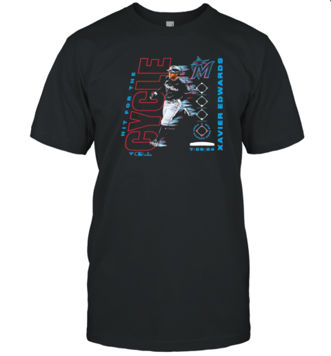 Miami Marlins Xavier Edwards Black Cycle T-Shirt