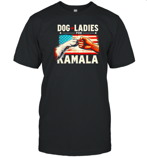 Dog Ladies For Kamala USA Flag T-Shirt