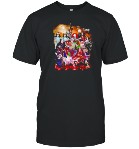 Horrors Characters Movie Cartoon Collage Halloween T-Shirt