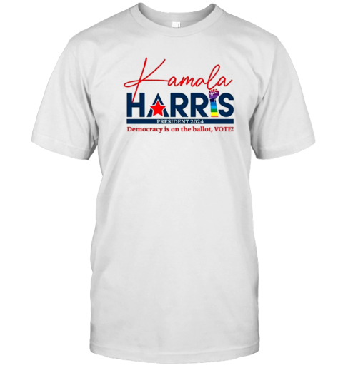 Kamala Harris President 2024 Democracy Is On The Ballot Vote T- Classic Men's T-shirt