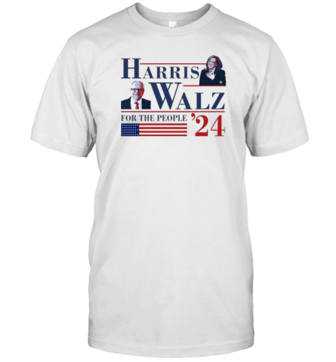 American Flag Harris Walz '24 For The People T-Shirt