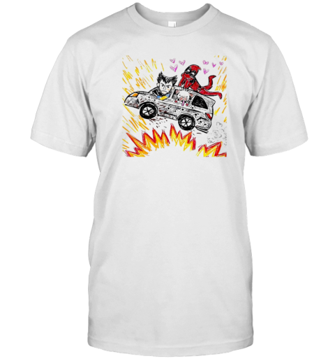 Dead Pool Wolverine And Dog Pool Doodle T-Shirt