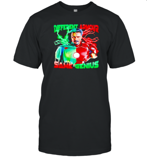 Different Amour Same Genius Robert Downey Jr Half Iron Man Half Doctor Doom T-Shirt