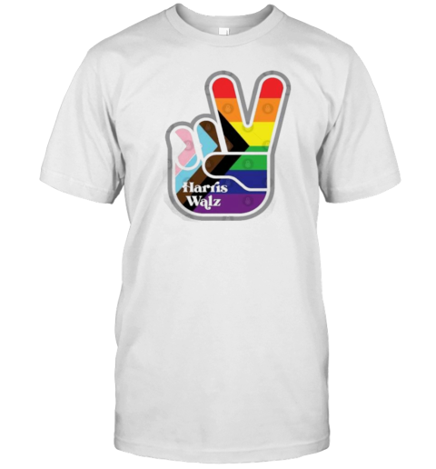 Harris Walz 2024 Peace Sign LGBT Pride T- Classic Men's T-shirt