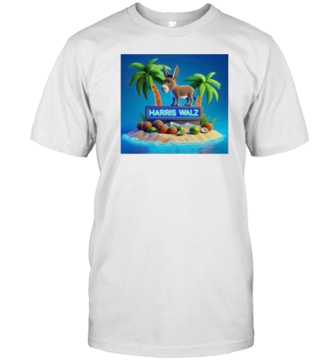 Harris Walz Coconut Tree Sign Donkey 2 Kamala Harris T-Shirt