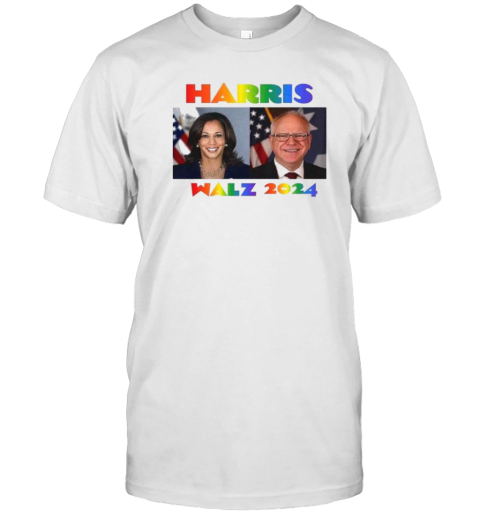 LGBTQ Kamala Harris And Tim Walz 2024 Rainbox Gay Pride T- Classic Men's T-shirt