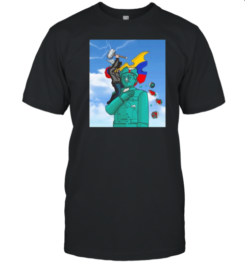 Venezuela Thor Hammer Tearing Down Symbols Of Oppressive And Tyrannical Cartoon T-Shirt