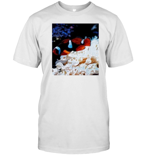 Colorful Undersea Red Clownfish In White Coral Reefs Image T-Shirt