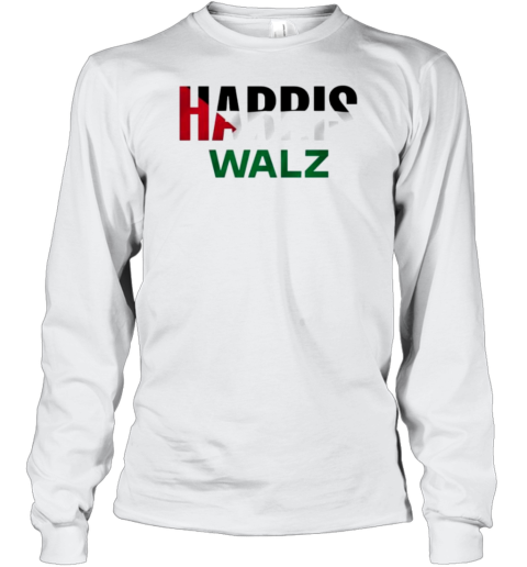 Kamala Harris Tim Walz Palestine Flag 2024 T- Long Sleeved T-shirt 