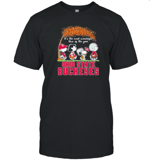 Peanuts Characters X Ohio State Buckeyes It'S The Most Wonderful Time Of The Year T-Shirt