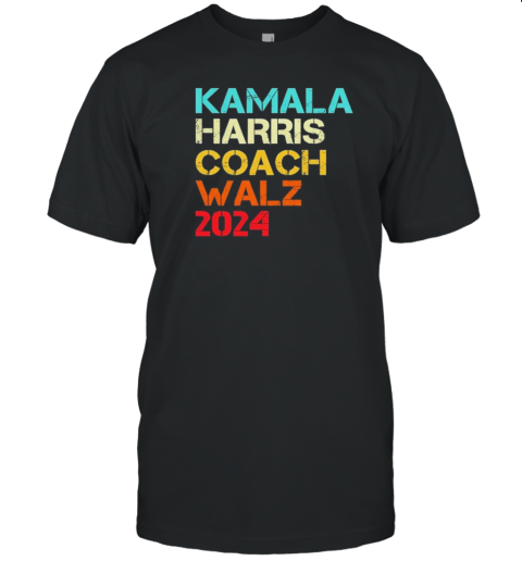 Harris Walz 2024 Kamala Harris Coach Walz 2024 Retro T-Shirt