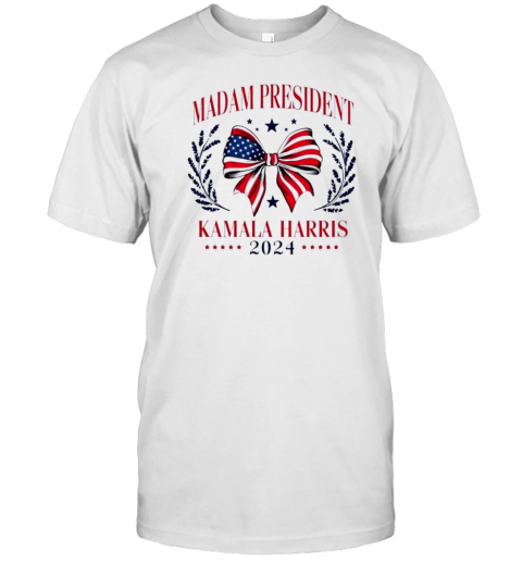 Madam President Kamala Harris 2024 American Flag Bow T- Classic Men's T-shirt