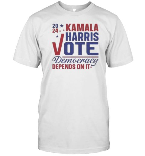 Vote Kamala Harris 2024 Democracy Depends On It T- Classic Men's T-shirt