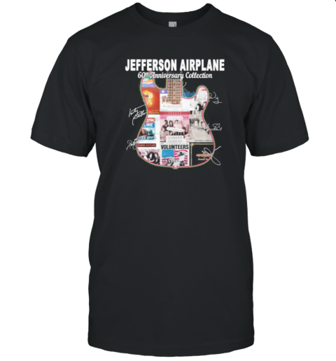 Official Jefferson Airplane Guitar Band 60Th Anniversary Collection Signatures T-Shirt