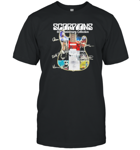 Official Scorpions Guitar Band 60Th Anniversary Collection Signatures T-Shirt