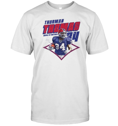 Thurman Thomas Buffalo Football Diamond 34 Signature T-Shirt