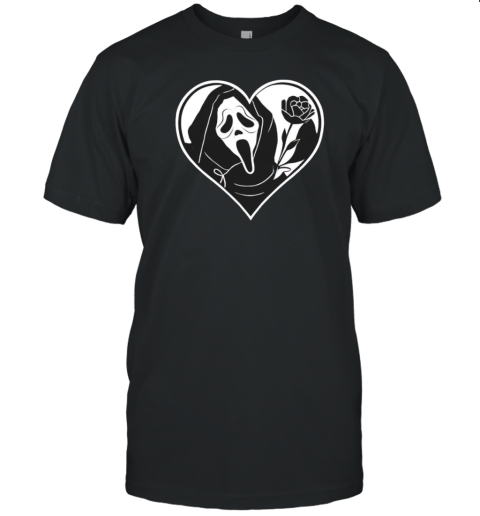 Ghostface Scream Rose In Heart T-Shirt