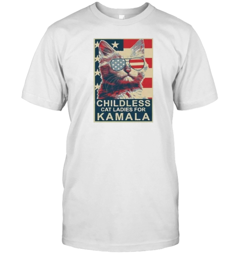 Childless Cat Lady Kamala Ladies For Kamala Harris President 2024 T-Shirt