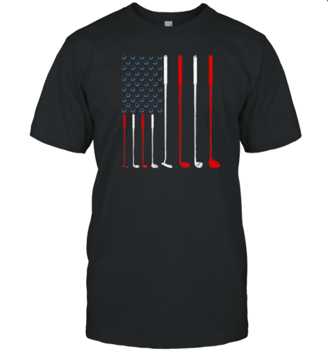 Golf Clubs American Flag T-Shirt