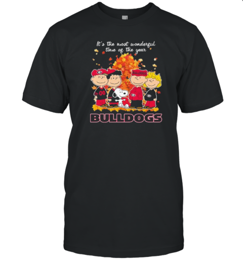 It'S The Most Wonderful Time Of The Year Peanuts Characters X Georgia Bulldogs T-Shirt