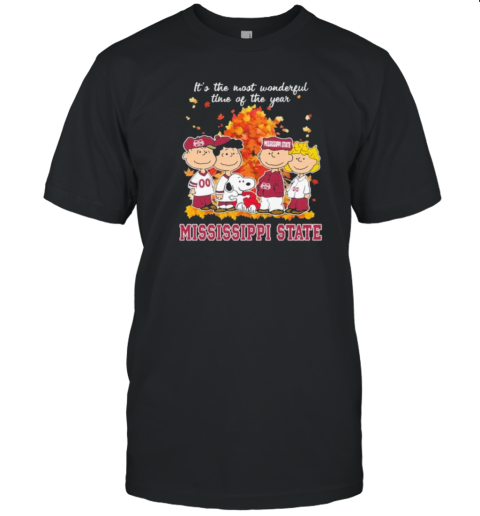 It'S The Most Wonderful Time Of The Year Peanuts Characters X Mississippi State Bulldogs T-Shirt