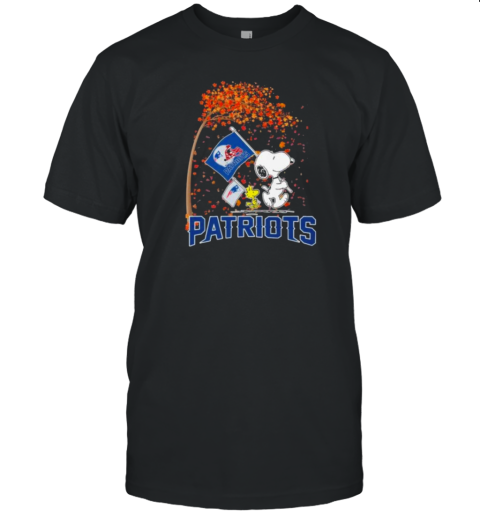 Peanuts Snoopy And Woodstock Parade Flag New England Patriots In The Fall T-Shirt