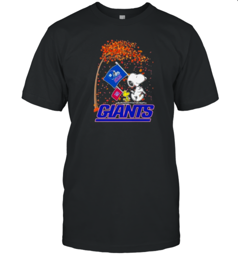 Peanuts Snoopy And Woodstock Parade Flag New York Giants In The Fall T-Shirt