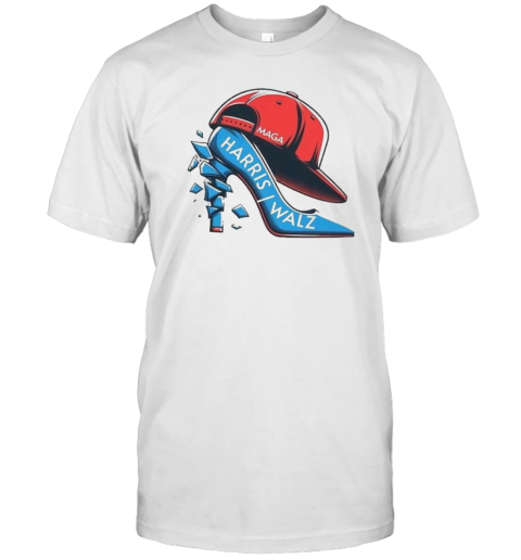 Red Maga Hat Crushing Blue High Heels T-Shirt