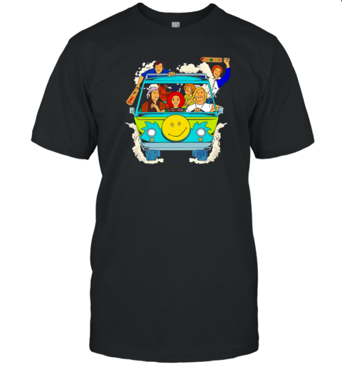 Scooby Doo Mystery Machine With Smiley Face And Smoke Trails T-Shirt