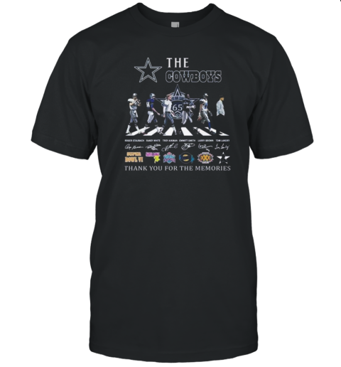 The Dallas Cowboys Abbey Road 65 Years Anniversary Thank You For The Memories Signatures T-Shirt