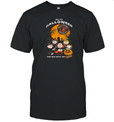 Baltimore Orioles Snoopy Peanuts Time For Halloween And Orioles Love T-Shirt