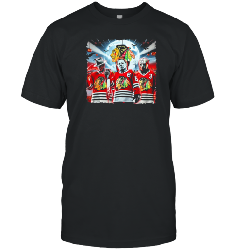 Horror Movie Chicago Blackhawks Halloween 2024 T-Shirt