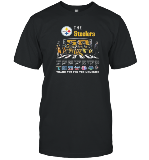 The Pittsburgh Steelers NFL 50Th Anniversary Super Bowl Thank You For The Memories Abbey Road Signatures T-Shirt