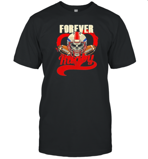 Forever Rugby Skull Skeleton Rugby Player USA T-Shirt