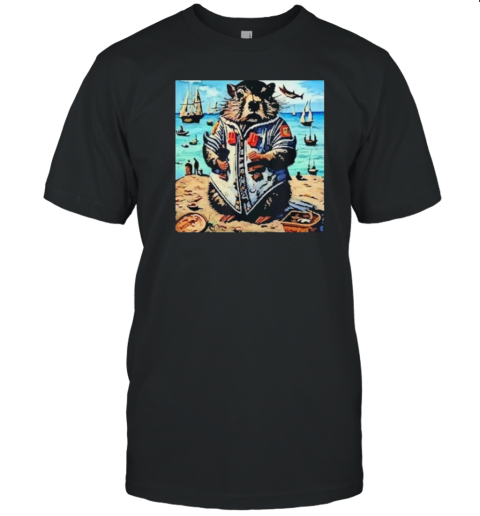 Watercolor Groundhog Fisherman T-Shirt