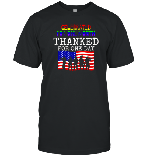 Celebrated For One Month Thanked For One Day USA Flag Veterans T-Shirt