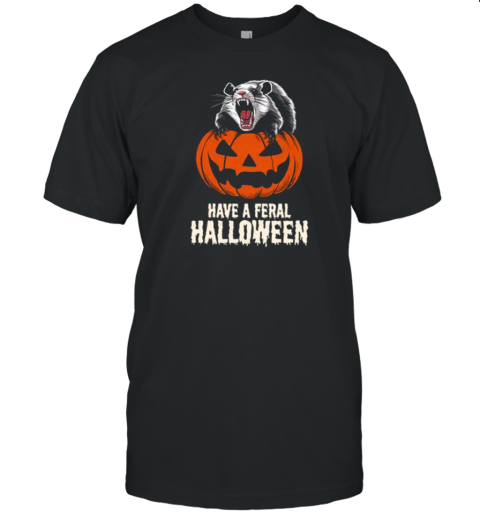 Feral Animal on Jack o' Lantern  Spooky Halloween Art by Designed By Marty T-Shirt