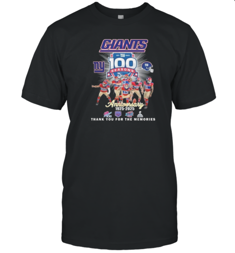 New York Giants 100Th Anniversary Thank You For The Memories T-Shirt