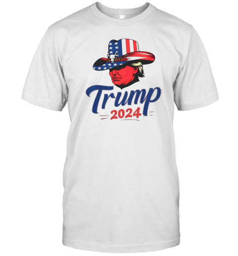 Trump 2024 Cowboy Hat American Flag T- Classic Men's T-shirt