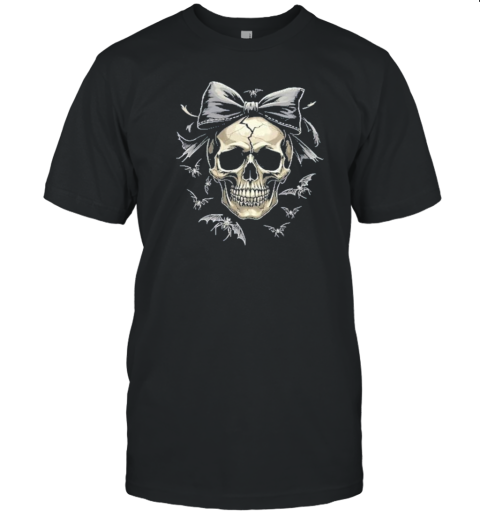 Coquette Skull With Bow And Bats Spooky Halloween T- Classic Men's T-shirt