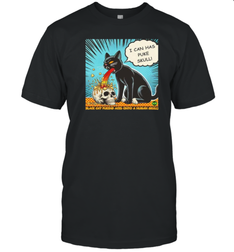 I Can Has Puke Skull Black Cat Puking Acid Onto Human Skull T- Classic Men's T-shirt