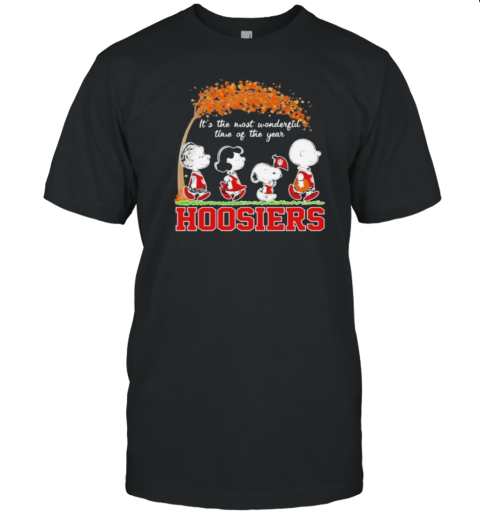 Peanuts Characters Indiana Hoosiers Autumn It'S The Most Wonderful Time Of The Year T-Shirt