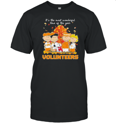 Peanuts Characters Tennessee Volunteers Autumn It'S The Most Wonderful Time Of The Year T-Shirt