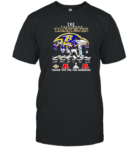 The Baltimore Ravens Champions Thank You For The Memories Players Abbey Road Signature T-Shirt