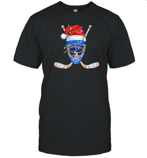 Ice Hockey Mask With Santa Hat Christmas T- Classic Men's T-shirt