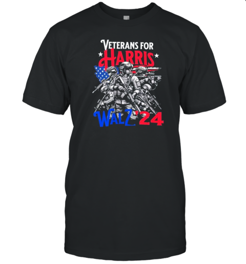 Veterans For Harris Kamala Harris Walz Democrat Presidential Campaign T-Shirt